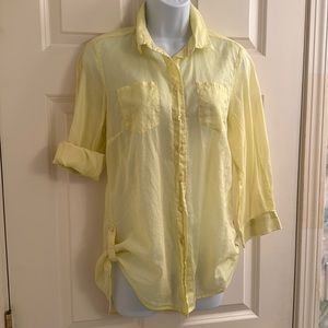 Zys blouse from Italy. Silk-like sheer cotton. Long sleeves , adjustable sides.